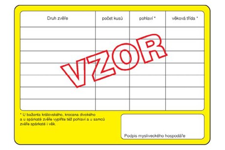 Povolenka k lovu, zadní strana