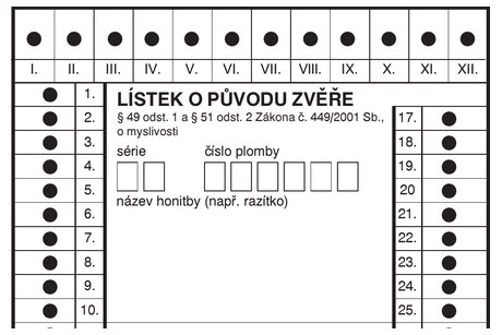 Lístek o původu zvěře